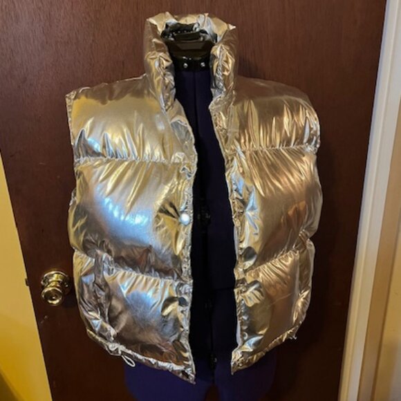 Metallic Silver Puffer Vest - Picture 2 of 4